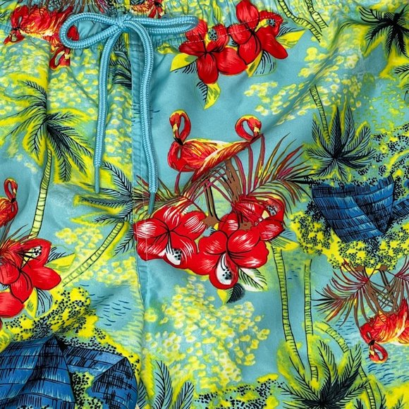 George Swimwear Mens Medium 32-34 Flamingo Mesh Lined Pineapple Trunks Shorts - Picture 2 of 11